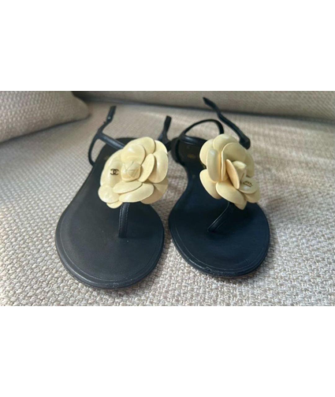 CHANEL Черные кожаные сандалии, фото 5