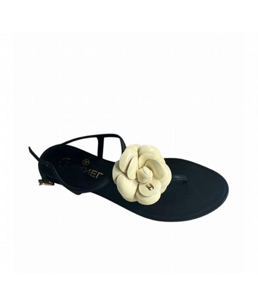 CHANEL Черные кожаные сандалии, фото 1