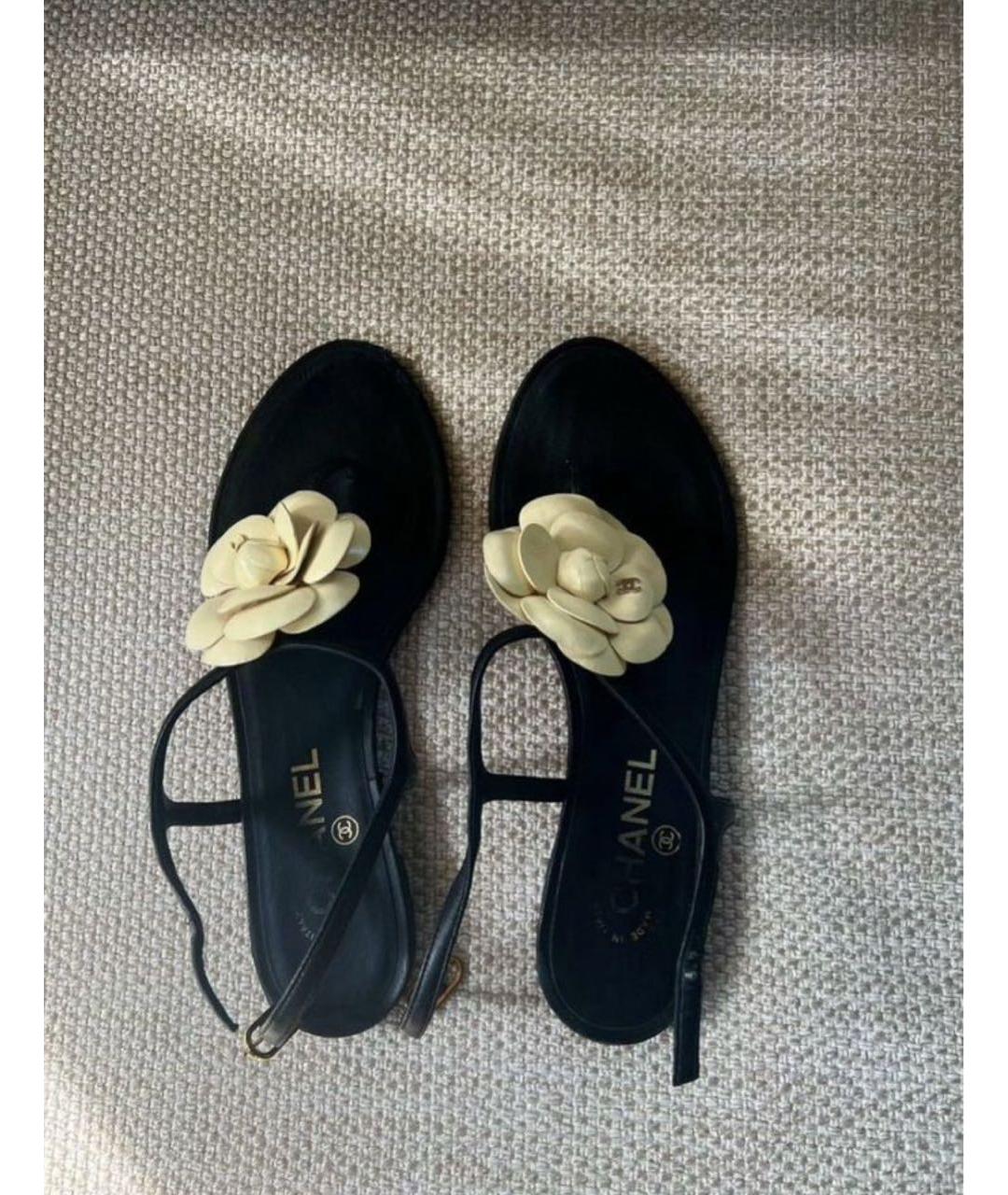 CHANEL Черные кожаные сандалии, фото 3