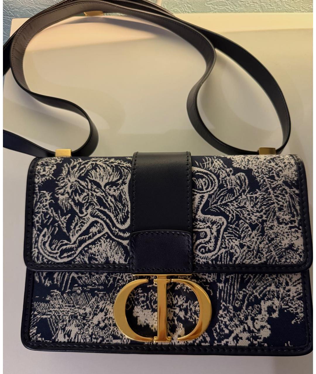 CHRISTIAN DIOR Темно-синяя жаккардовая сумка через плечо, фото 7