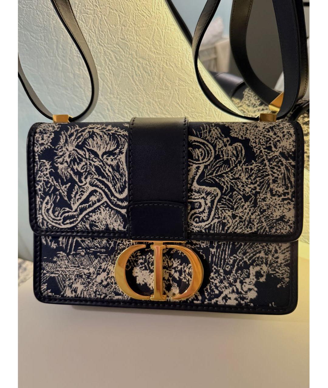 CHRISTIAN DIOR Темно-синяя жаккардовая сумка через плечо, фото 3