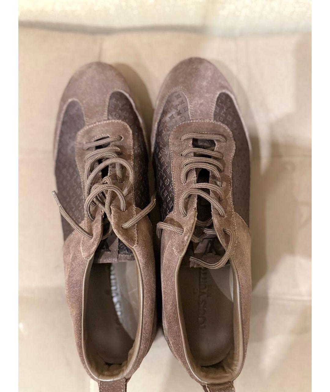 LOUIS VUITTON Коричневые замшевые кроссовки, фото 3