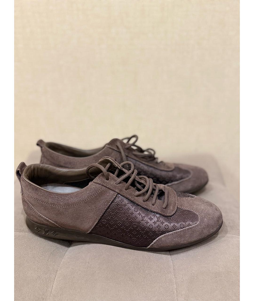LOUIS VUITTON Коричневые замшевые кроссовки, фото 5