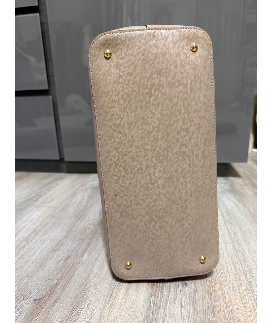 POLO RALPH LAUREN Бежевая кожаная сумка с короткими ручками, фото 5