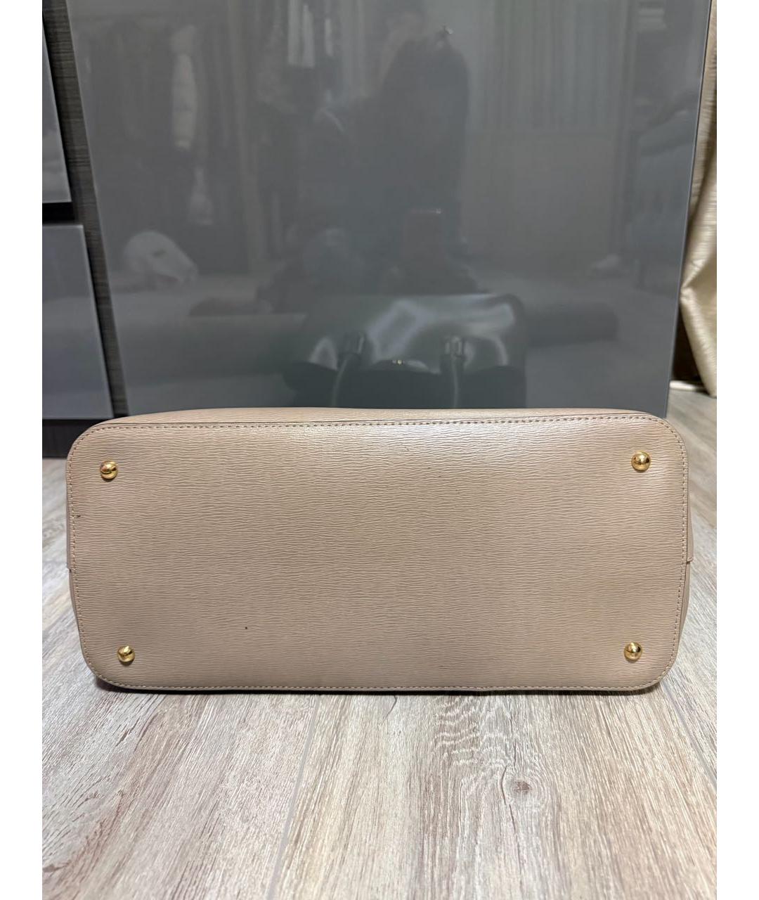 POLO RALPH LAUREN Бежевая кожаная сумка с короткими ручками, фото 6