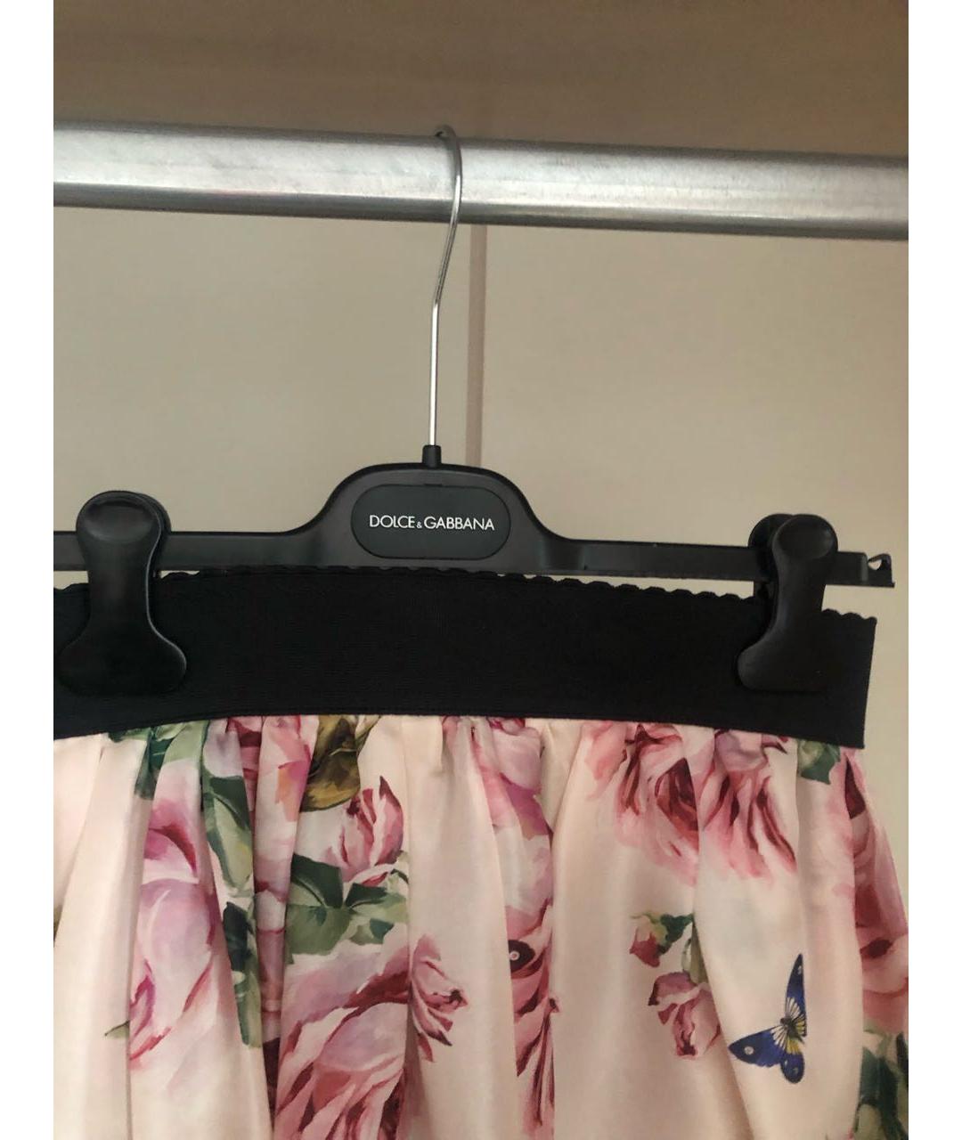 DOLCE&GABBANA Розовая шелковая юбка миди, фото 2