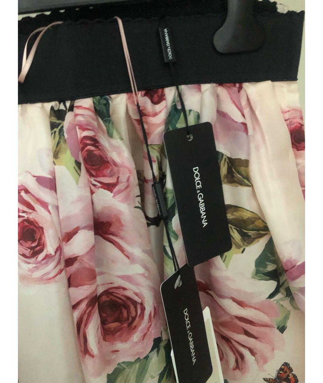 DOLCE&GABBANA Розовая шелковая юбка миди, фото 3