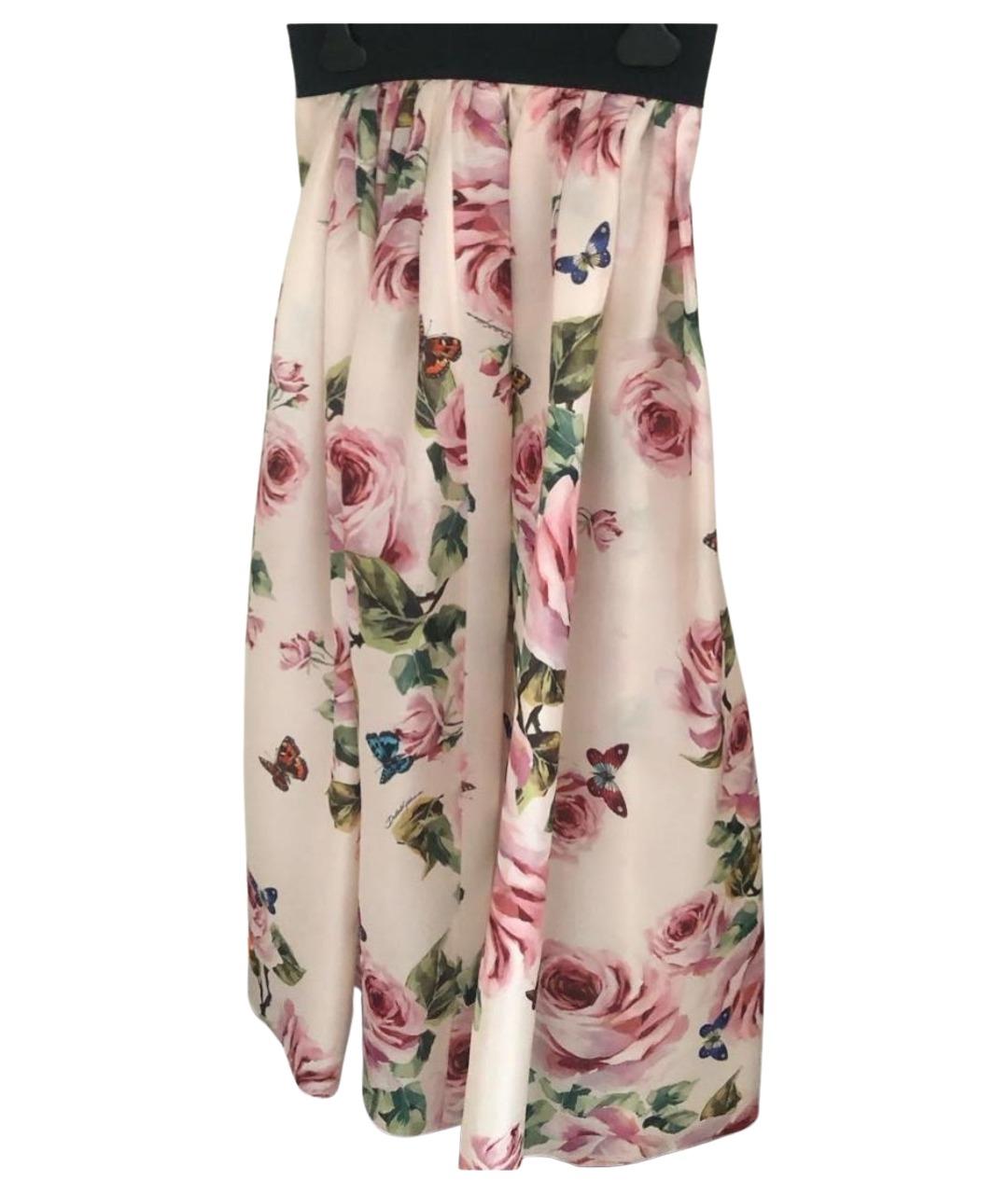 DOLCE&GABBANA Розовая шелковая юбка миди, фото 9