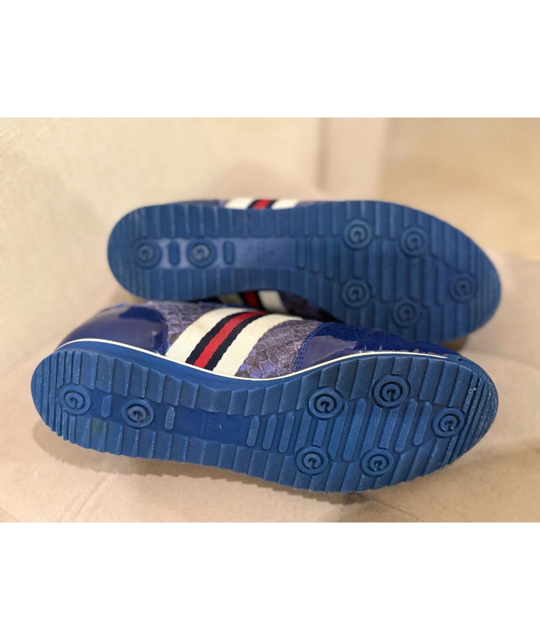 GUCCI Синие кроссовки из лакированной кожи, фото 5