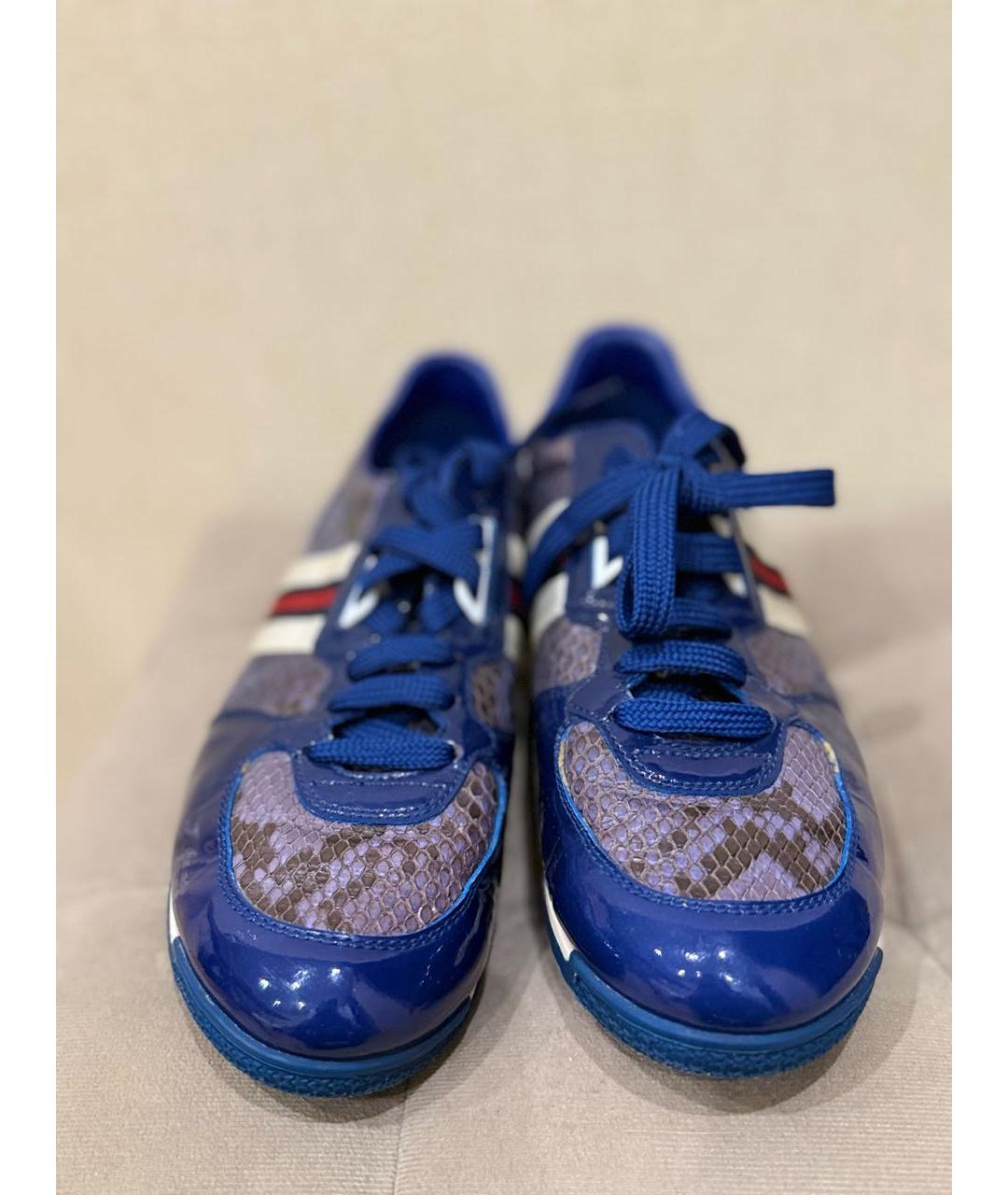 GUCCI Синие кроссовки из лакированной кожи, фото 2