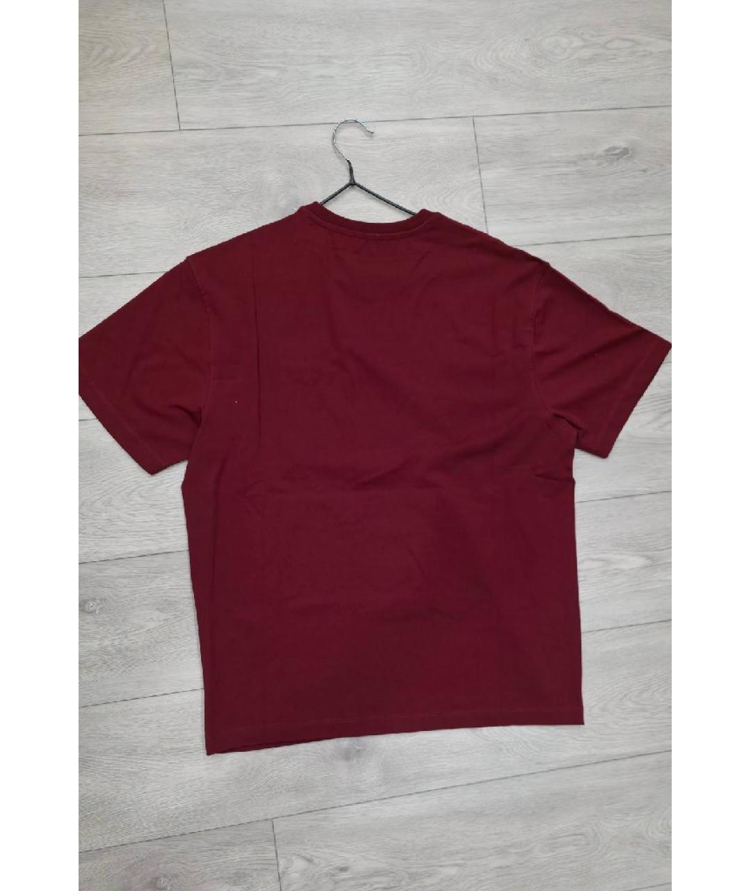 DOLCE&GABBANA Бордовая хлопковая футболка, фото 2