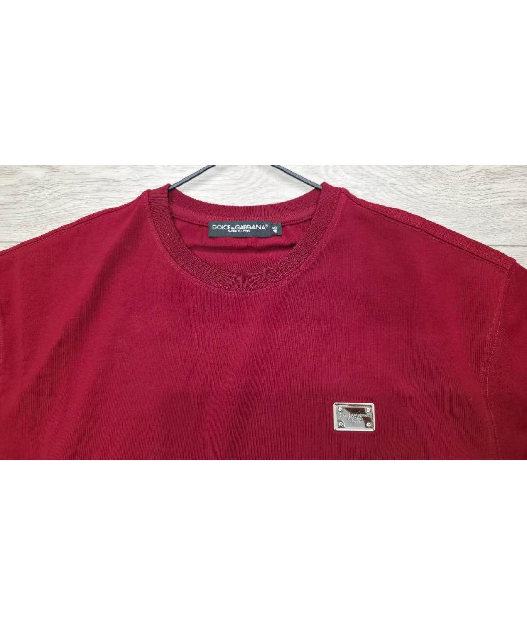 DOLCE&GABBANA Бордовая хлопковая футболка, фото 3
