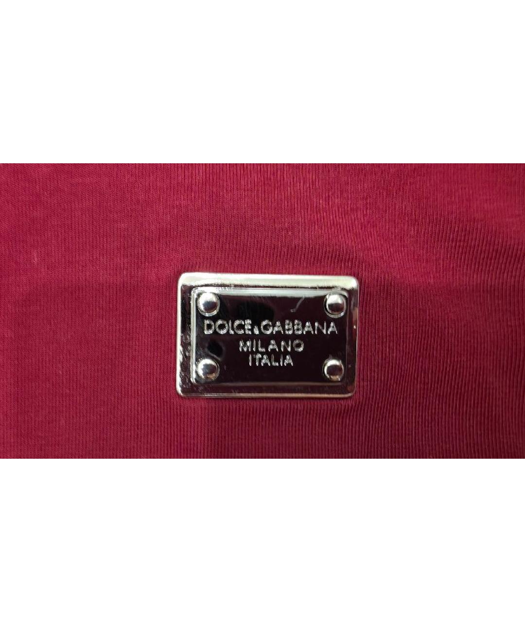 DOLCE&GABBANA Бордовая хлопковая футболка, фото 4