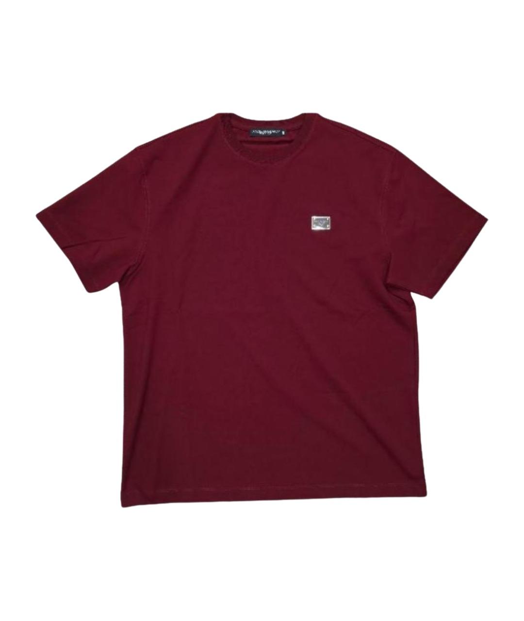 DOLCE&GABBANA Бордовая хлопковая футболка, фото 1
