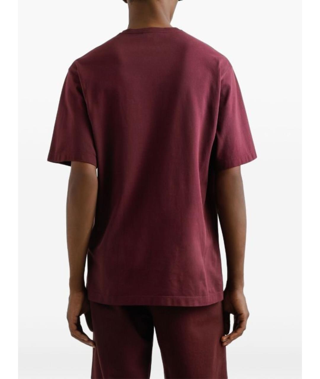 DOLCE&GABBANA Бордовая хлопковая футболка, фото 8
