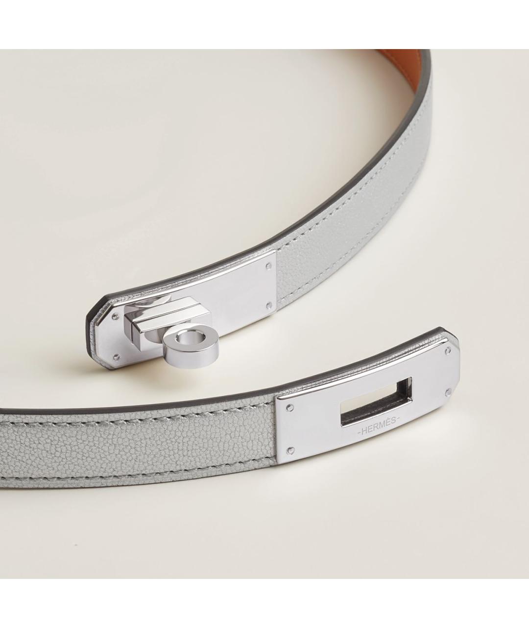 HERMES Серебрянный кожаный ремень, фото 2