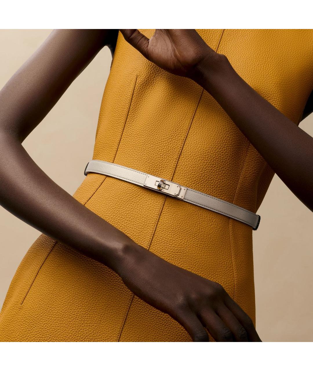 HERMES Серебрянный кожаный ремень, фото 3