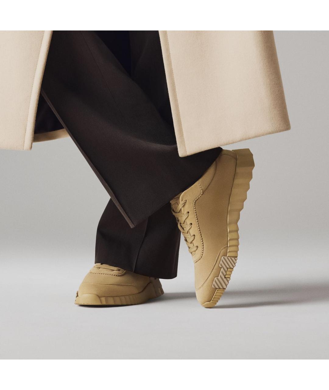 HERMES Бежевые замшевые кроссовки, фото 3