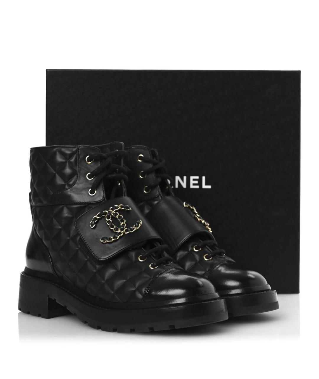 CHANEL Черные кожаные ботинки, фото 3