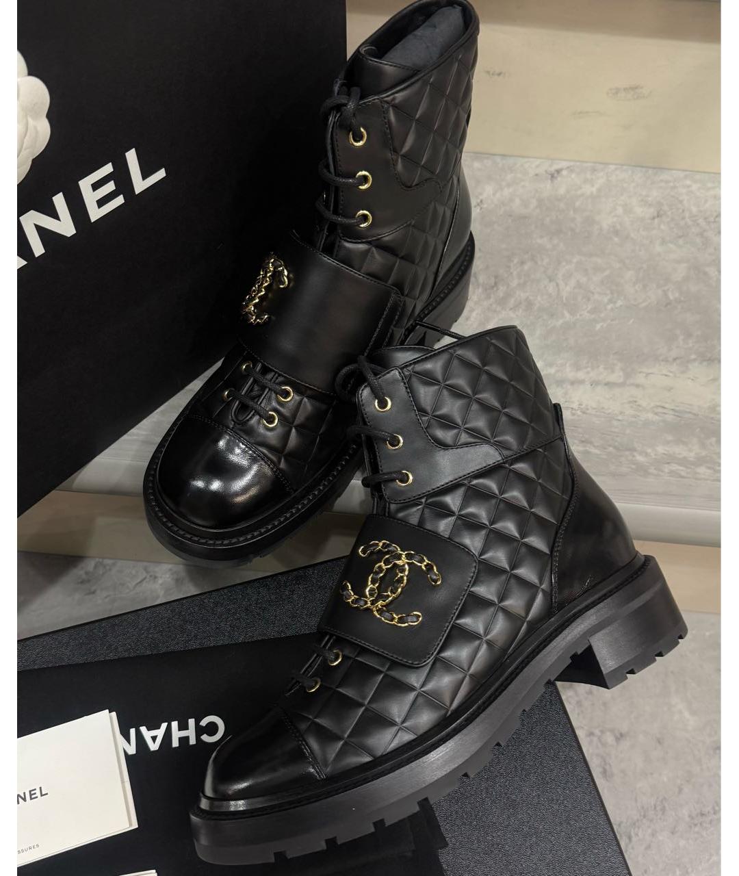 CHANEL Черные кожаные ботинки, фото 7
