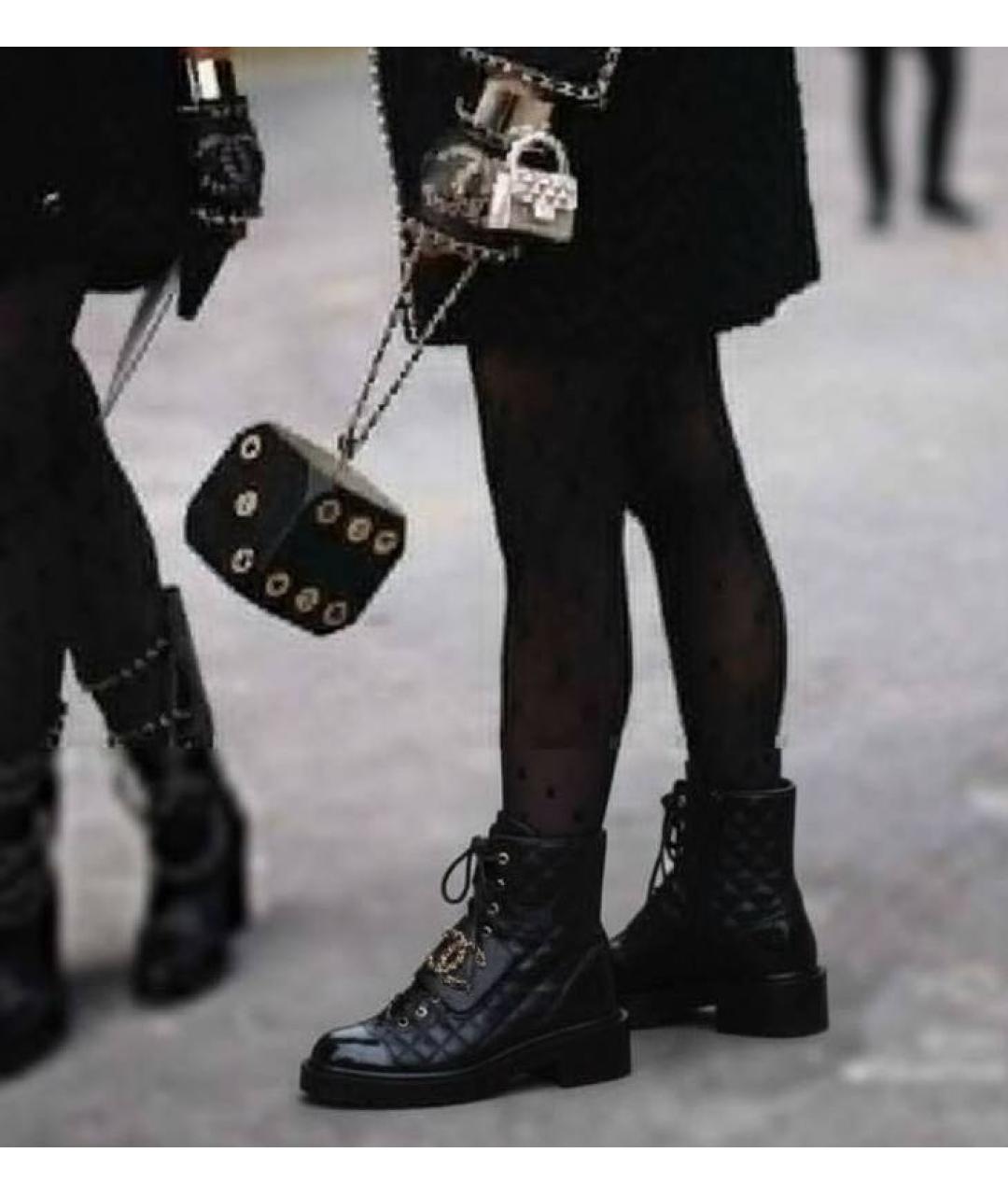 CHANEL Черные кожаные ботинки, фото 5