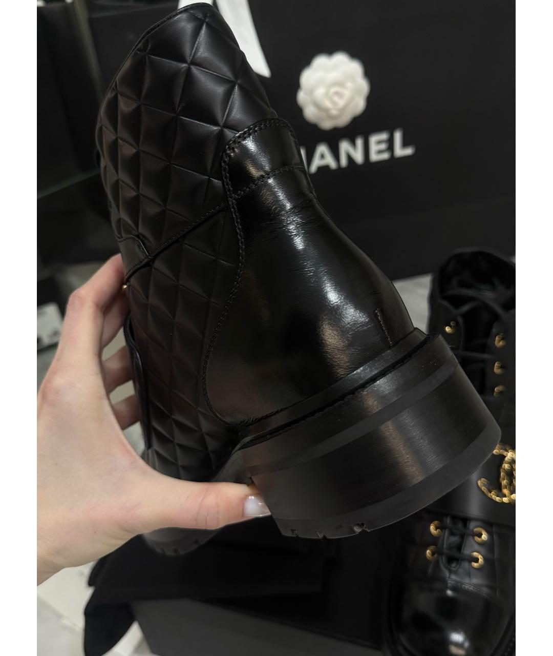 CHANEL Черные кожаные ботинки, фото 8