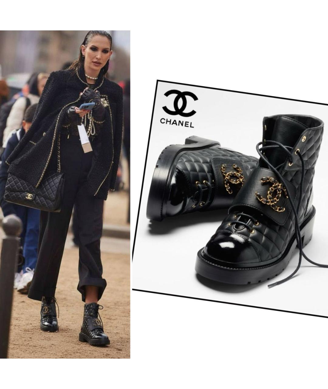 CHANEL Черные кожаные ботинки, фото 4