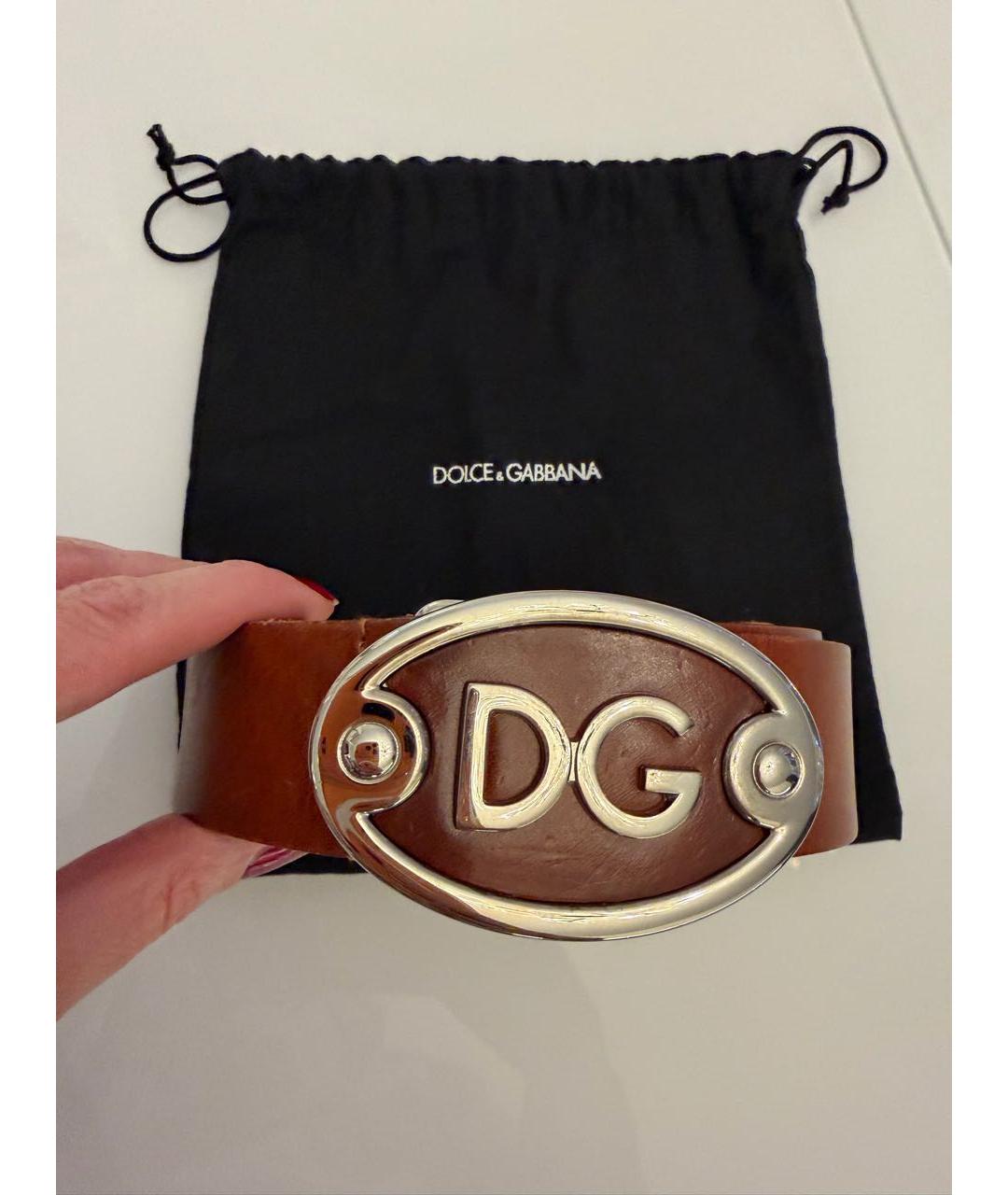 DOLCE&GABBANA Коричневый кожаный ремень, фото 6