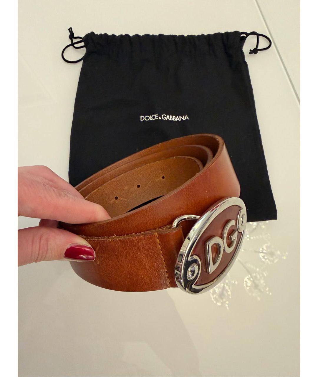 DOLCE&GABBANA Коричневый кожаный ремень, фото 2