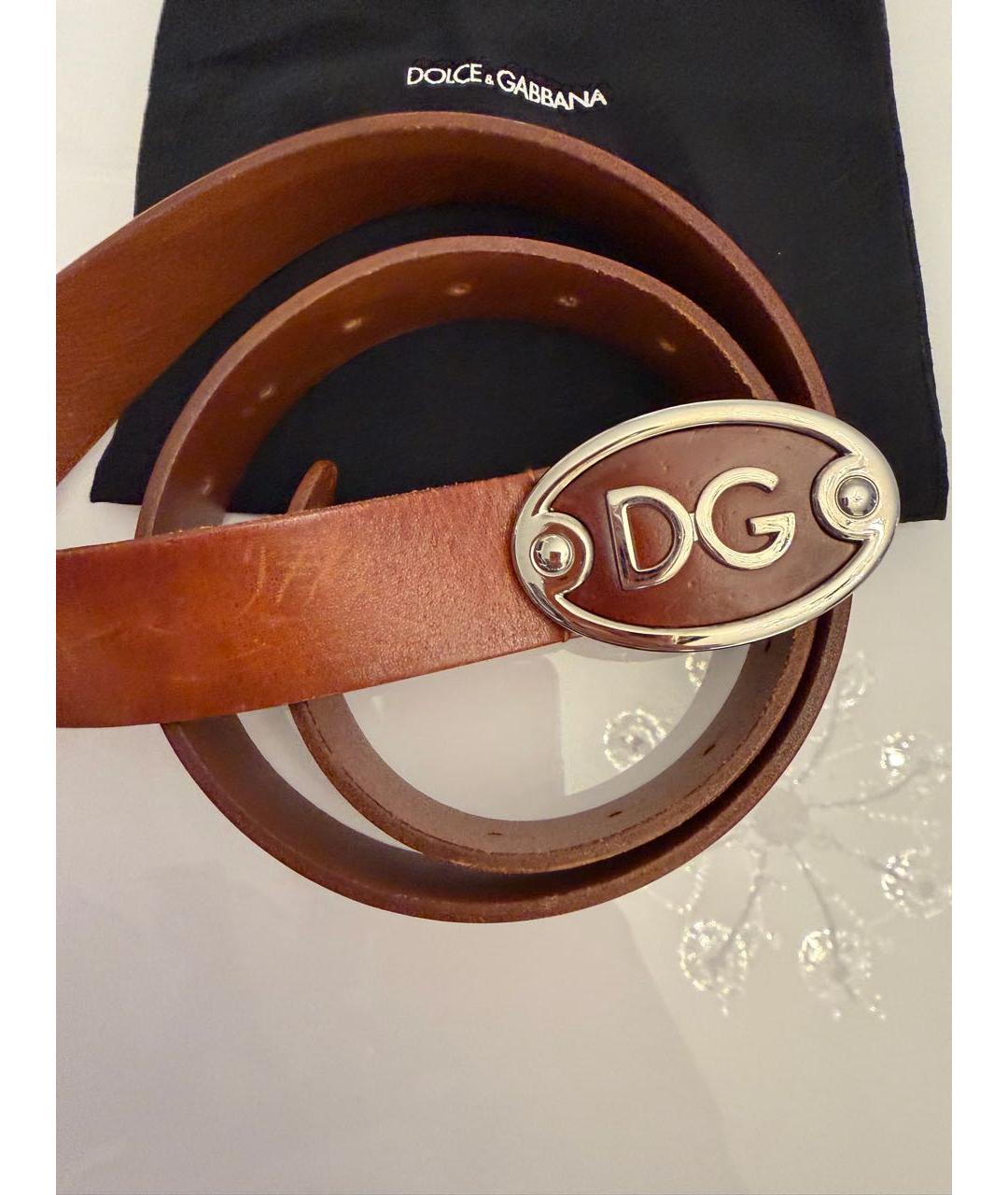 DOLCE&GABBANA Коричневый кожаный ремень, фото 5