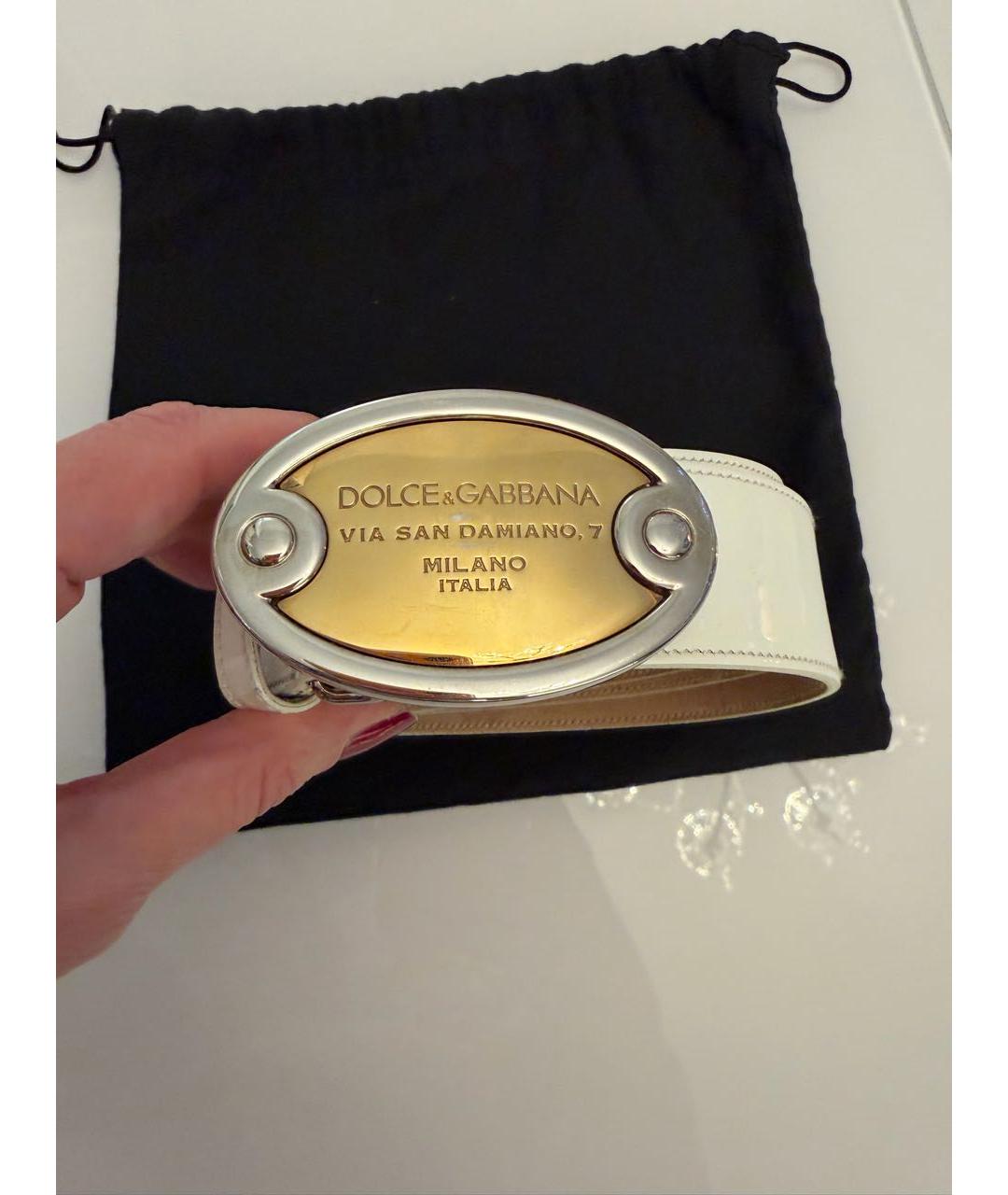 DOLCE&GABBANA Белый кожаный ремень, фото 6