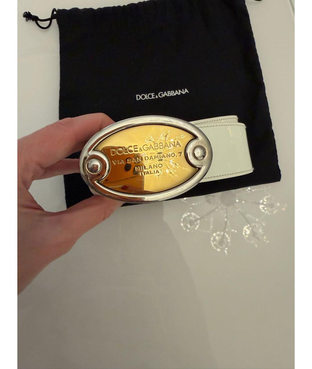 DOLCE&GABBANA Белый кожаный ремень, фото 4