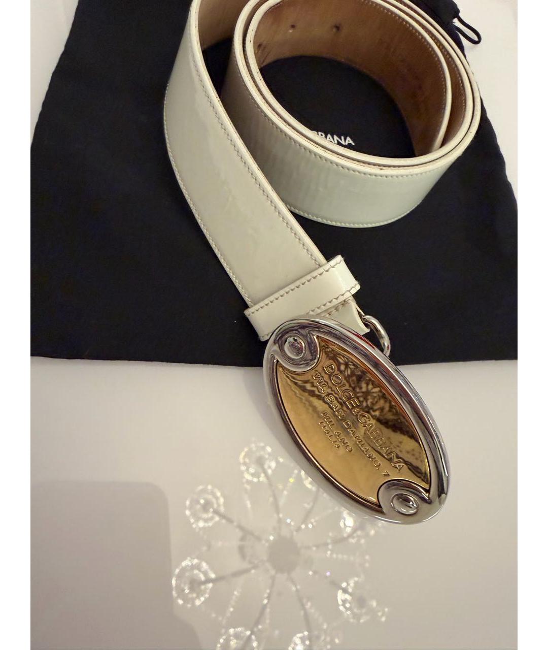 DOLCE&GABBANA Белый кожаный ремень, фото 2