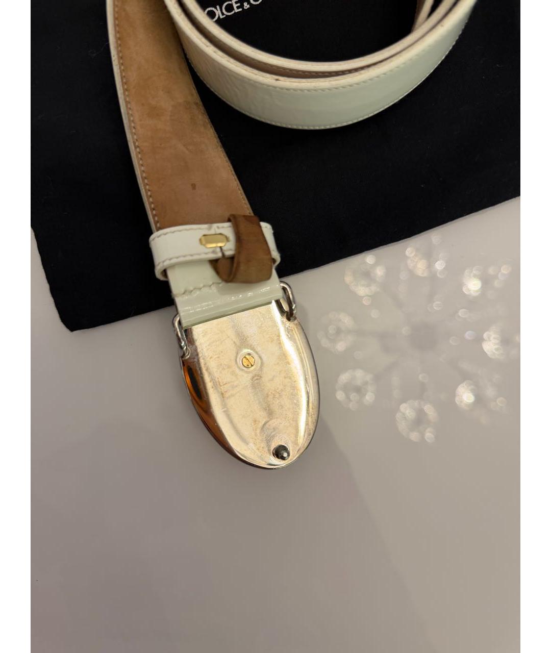DOLCE&GABBANA Белый кожаный ремень, фото 5