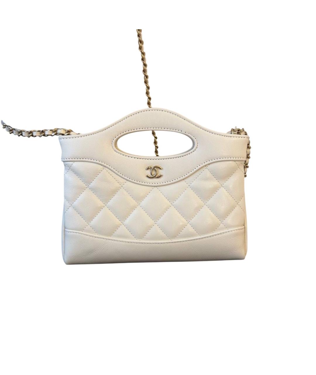 CHANEL Белая кожаная сумка через плечо, фото 4
