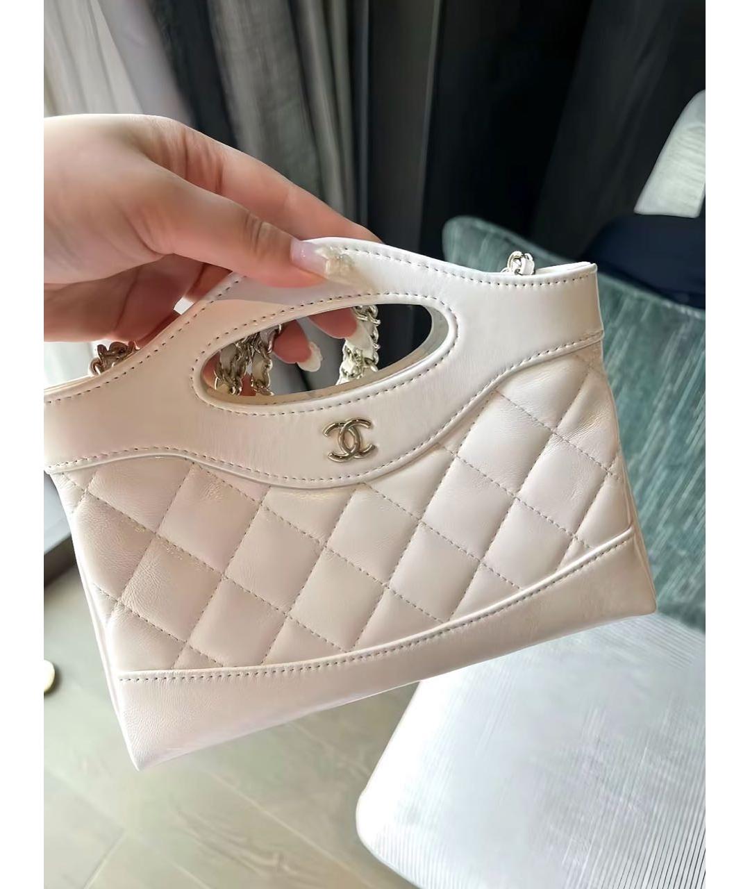 CHANEL Белая кожаная сумка через плечо, фото 3