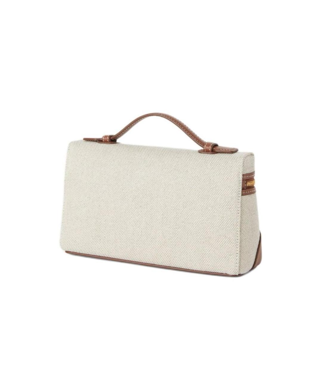 LORO PIANA Белая кожаная сумка через плечо, фото 3