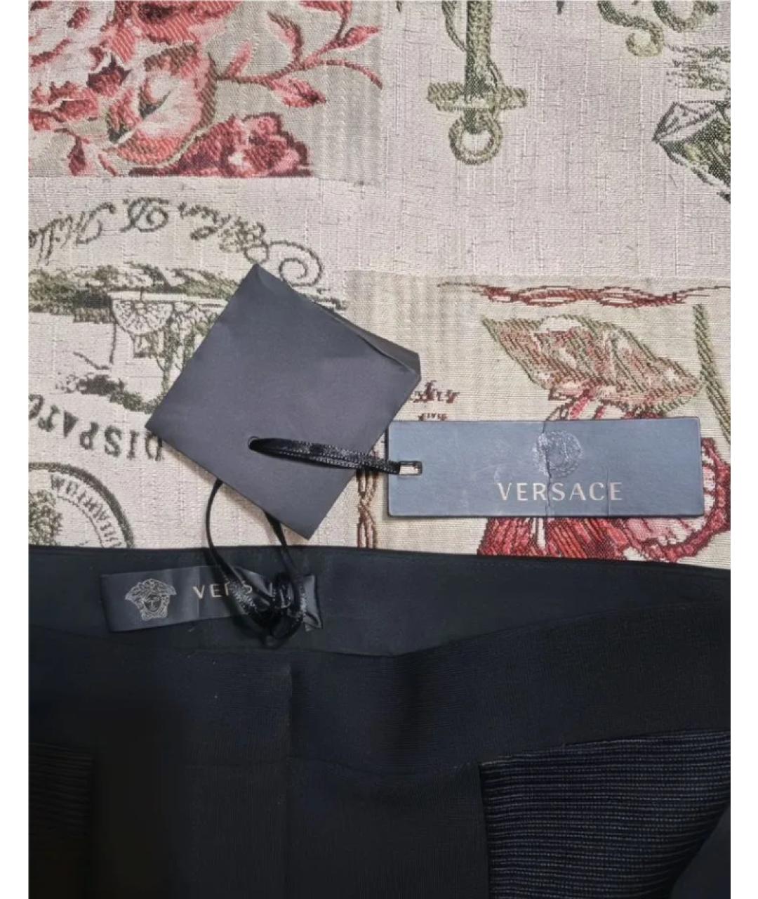 VERSACE Черные вискозные брюки узкие, фото 3