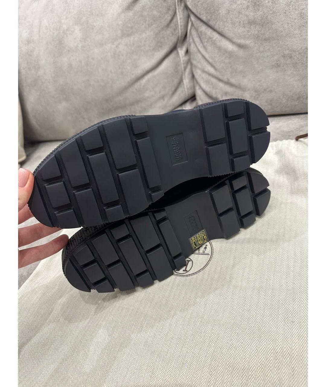 HERMES Темно-синие синтетические ботинки, фото 6