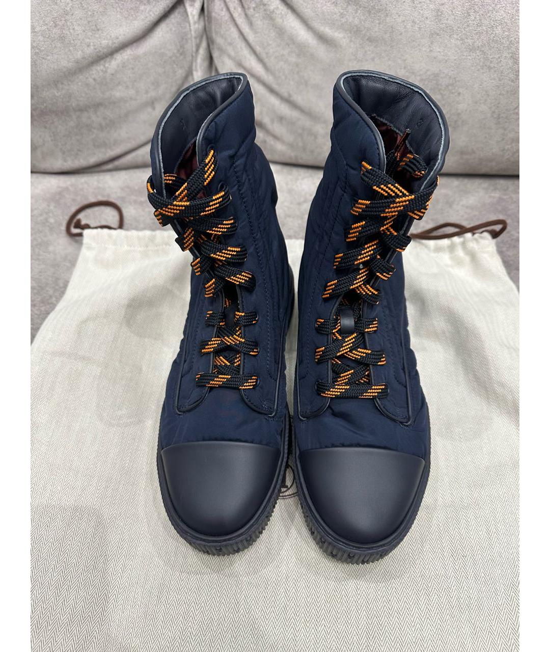 HERMES Темно-синие синтетические ботинки, фото 2