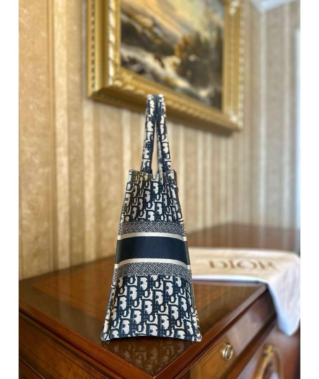 CHRISTIAN DIOR Темно-синяя тканевая сумка с короткими ручками, фото 6