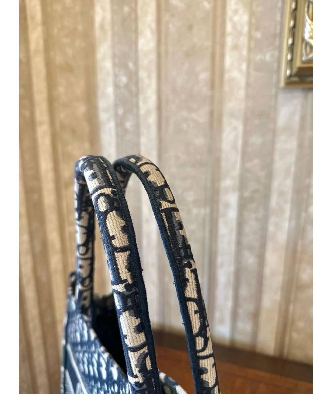 CHRISTIAN DIOR Темно-синяя тканевая сумка с короткими ручками, фото 8