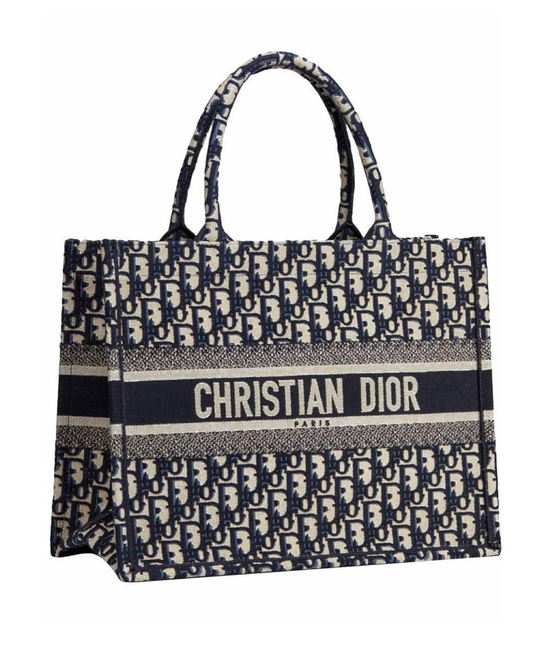 CHRISTIAN DIOR Темно-синяя тканевая сумка с короткими ручками, фото 1