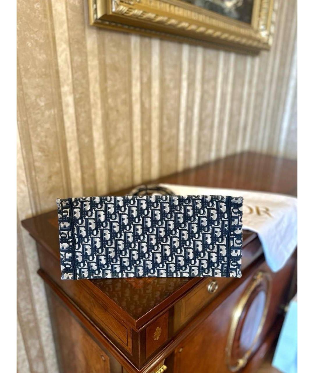 CHRISTIAN DIOR Темно-синяя тканевая сумка с короткими ручками, фото 7