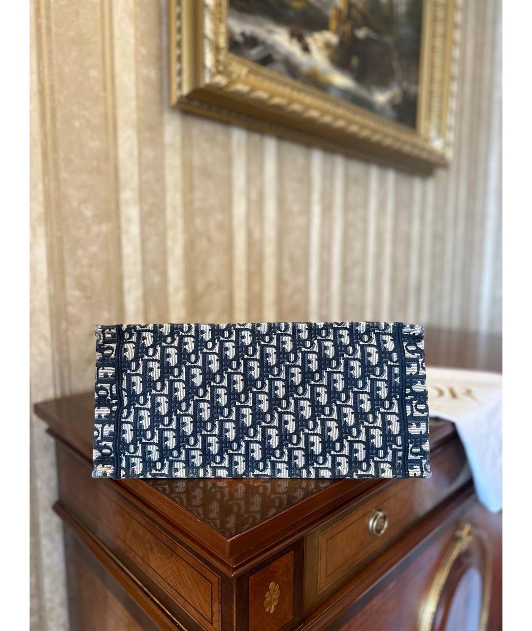 CHRISTIAN DIOR Темно-синяя тканевая сумка с короткими ручками, фото 3