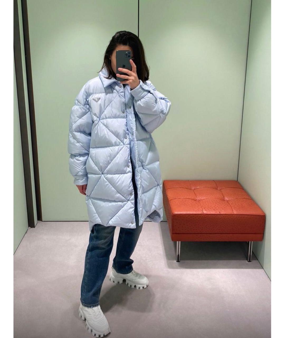 PRADA Голубая полиэстеровая куртка, фото 4