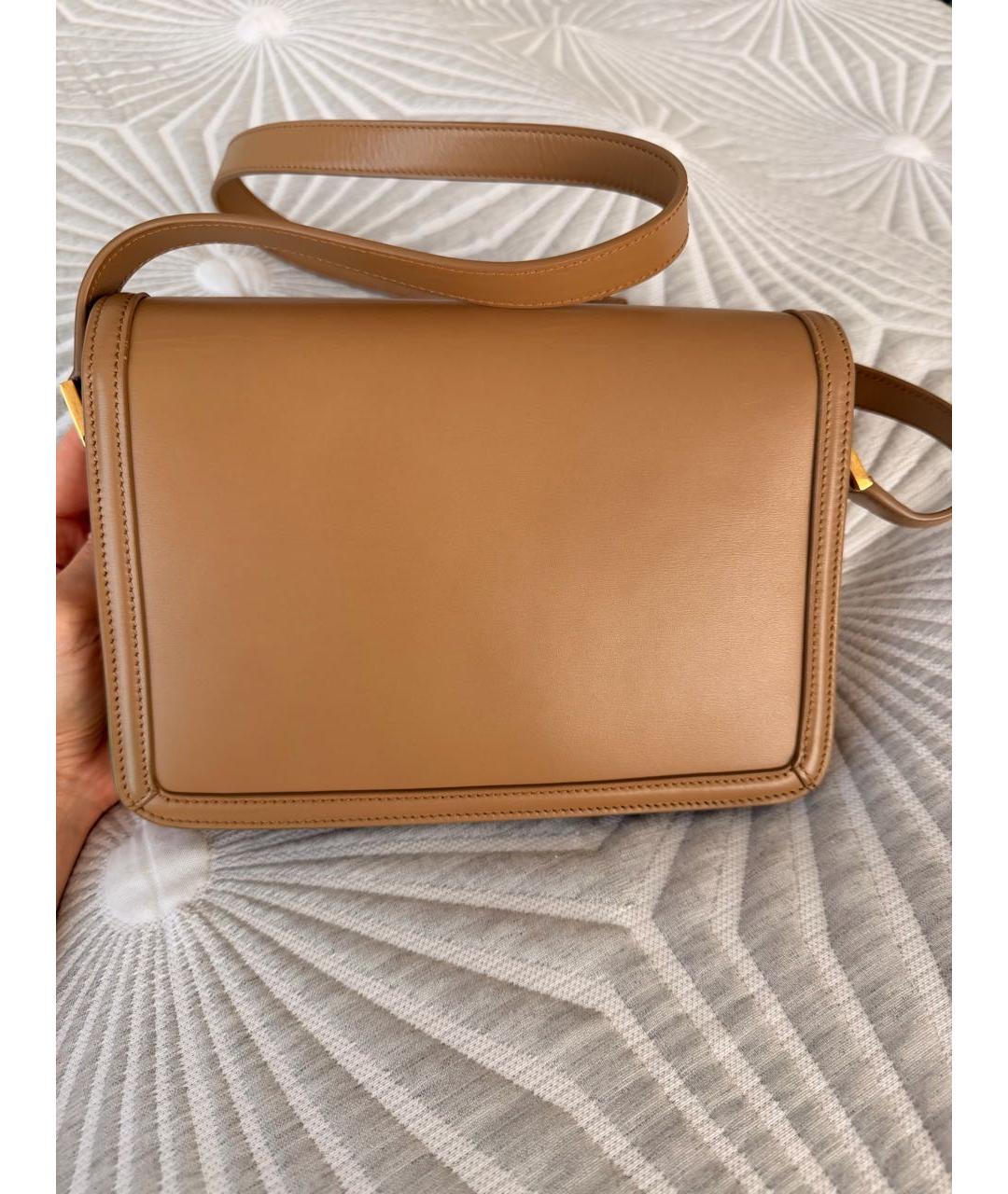 SAINT LAURENT Бежевая кожаная сумка через плечо, фото 2