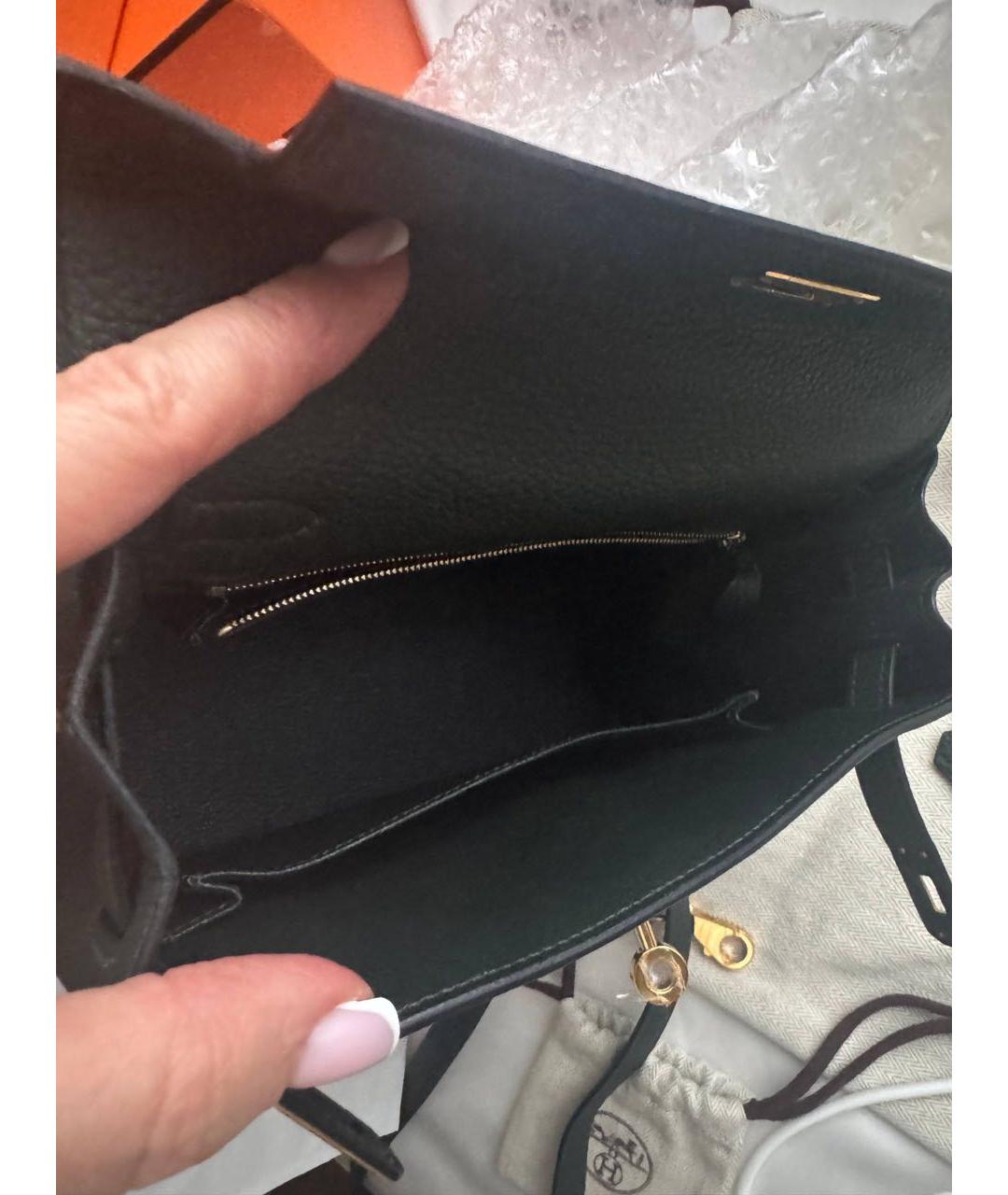 HERMES Зеленая кожаная сумка с короткими ручками, фото 4