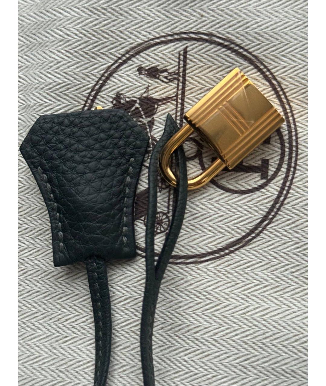 HERMES Зеленая кожаная сумка с короткими ручками, фото 7