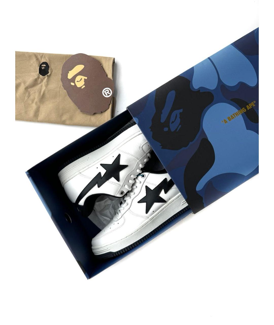 BAPE Белые кожаные низкие кроссовки / кеды, фото 5